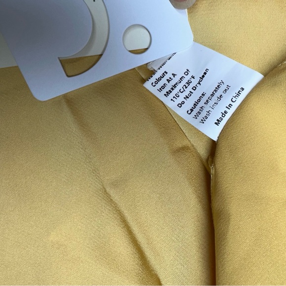 Commense Moonlight Open Back Satin Slit Long Dress Yellow Gold Maxi Sz M - Picture 12 of 12